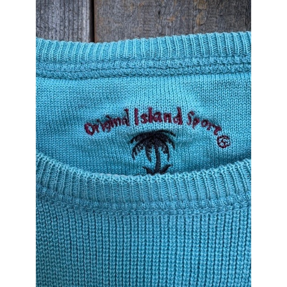 Original‎ Island Sport Y2K Aqua Knit Tank Top Sleeveless Silk Cotton Blend - Picture 3 of 4